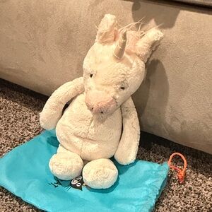 Jelly cat Plush Unicorn Stuffed Animal in Light Cream with Gold Horn